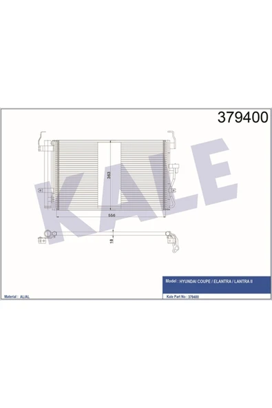 Kale 379400 OTO Radyatör  Klima Radyatörü Hyundai Coupeelantra Lantra II 1.6 Al Al 590X363X18 ürün görseli 1