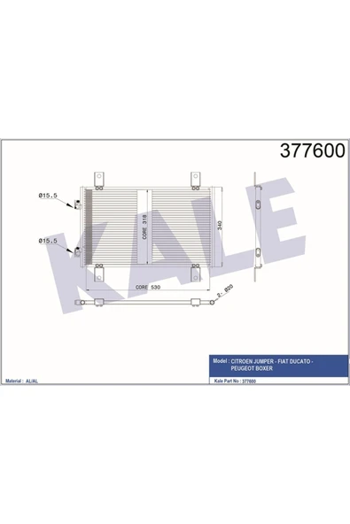 Kale 377600 Klima Kondenseri Jumper-ducato-boxer Al/al 537x340x16 Uyumlu ürün görseli 1