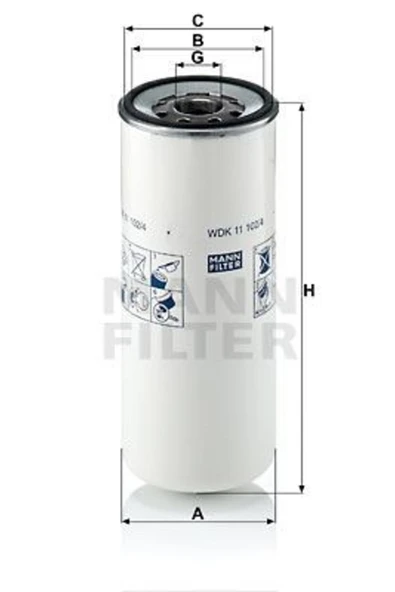 Mann WDK11102/4 Wdk111024 Mazot Filtresi Ford Cargo 1826 1838 2526 2532 3232 3532 09 04- Renault Premium Kerax
