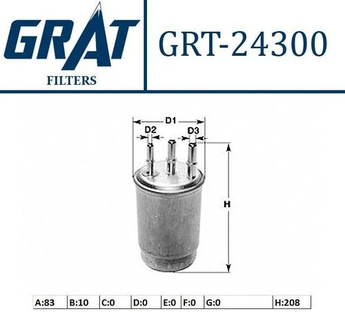 Grat 24300  Mazot Filtresi CLIO Symbol II / Logan 08- Sandero 08- Duster 10- 1.5 DCI ürün görseli 1