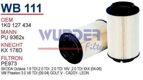 Wunder WB111 Mazot Filtresi Golf IV 03- Jetta III 05- Caddy III - 1