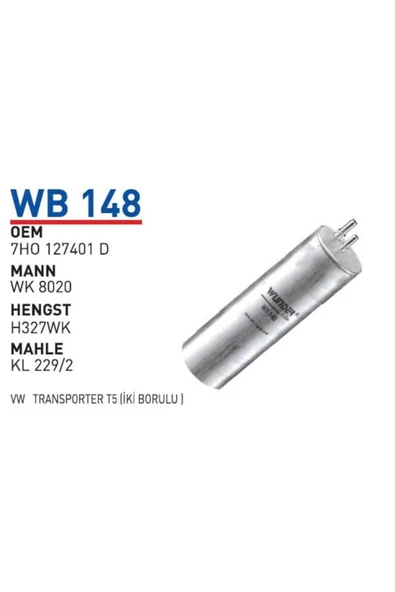 Wunder WB148 Mazot Filtresi Transporter T5 03-09 2.5 TDI Wk8020 Fn0044 - 1