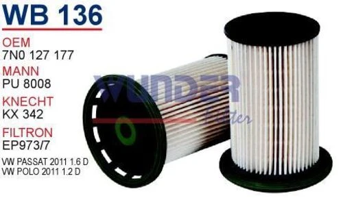 Wunder WB136 Mazot Filtresi Volkswagen Passat 2011 - 1,6 Dizel ürün görseli 1