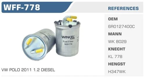Winkel WFF -778 Mazot Filtresi Polo 14- / A1 11- / Ibiza V 10- / Fabia 10- Roomster 10- Rapid 1.6 TDI 2.0 TDI 1.2 TDI ürün görseli 1