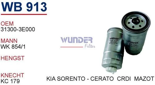Wunder WB913 Mazot Filtresi Ducato / Starex H1 / Sorento 2.3 Jtd 2.5 CRDI - 1