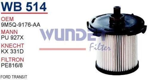 Wunder WB514 Mazot Filtresi Tourneo Custom 12- Tourneo Custom 12- Transit 11- Transit V348 Transit V347 11- 2.2 - 1