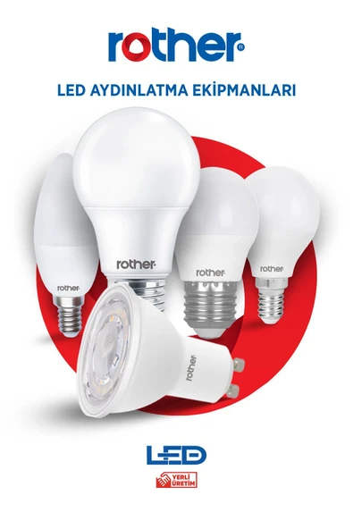 RTL02101 Rother LED Mum Avize Ampul 6W E14 470 Lümen 6500K Beyaz Işık - Enerji Tasarruflu Ampul - 5