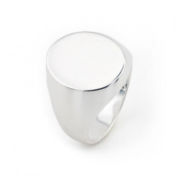Oval Sade Düz 925 Ayar Gümüş Erkek Yüzük - Resim 3