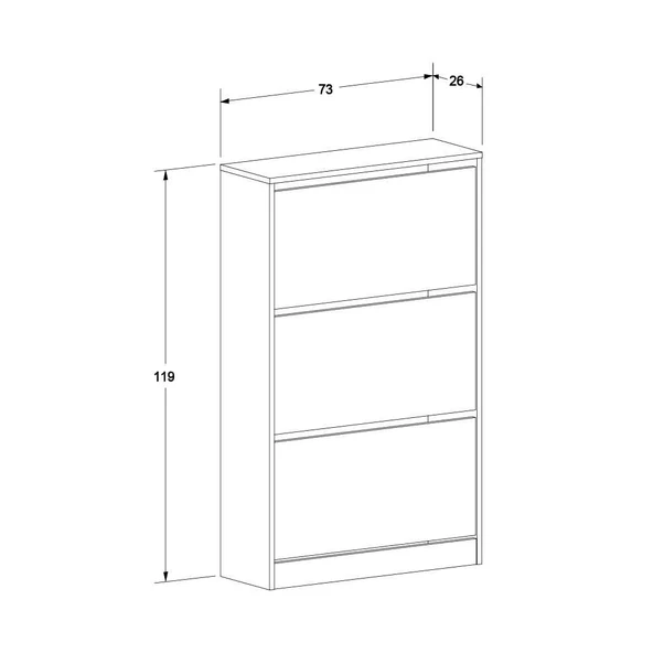 Flat Duo 3 Katlı Geniş Ayakkabılık - Oslo Ceviz 73x119x26 cm - 6