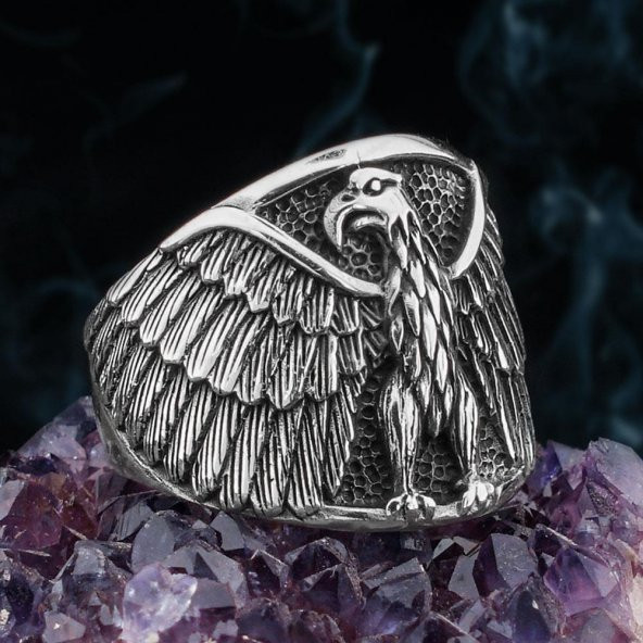 Kartal Tasarımlı 925 Ayar Gümüş Erkek Yüzük ürün görseli 1