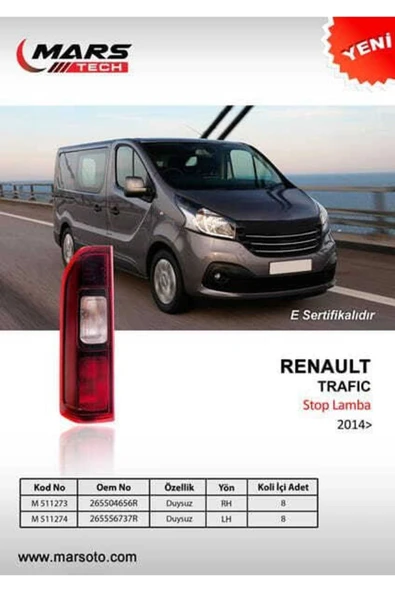 Mars 511274  Stop Lambası Sol Renault Trafic 14- Uyumlu ürün görseli