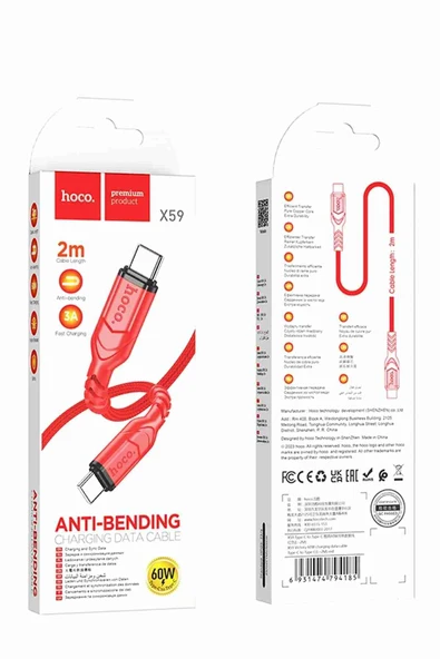 Hoco X59 Victory 1M 60W Type-C to Type-C PD Hızlı Şarj Kablosu - Resim 5