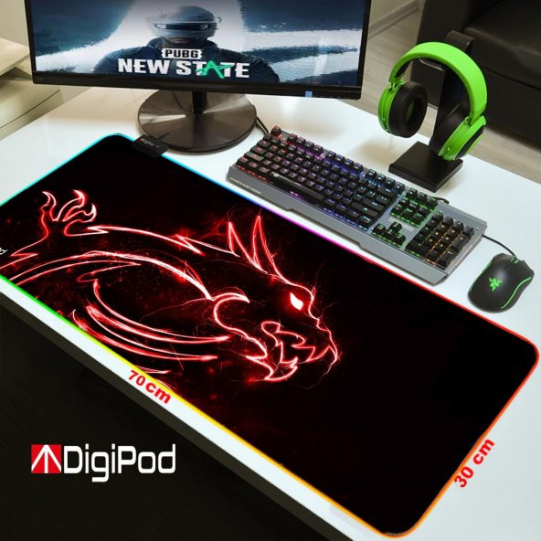 Digipod RGB oyuncu mousepad RGB Gaming oyuncu mouse pad kaymaz taban 70 x 30 4MM Kalınlık - 2