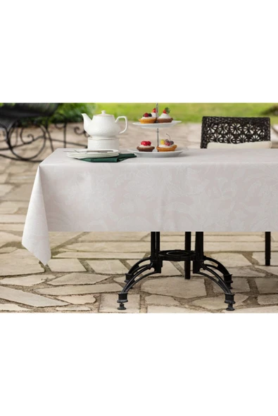 Elisa Masa Örtüsü Bej Beyaz 140x140 Cm ürün görseli 1