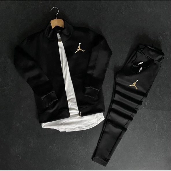 AMOR MAN SCUBA DALGIÇ KUMAŞ TAM FERMUARLI ERKEK EŞOFMAN TAKIMI-SİYAH - 3