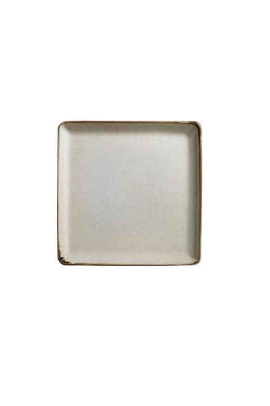 Ahşap Ayaklı Pearl Kare 25 cm Servis Tabağı Tarçın 9 cm