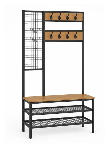 Metal Portmanto, Elbise Askılığı, Vestiyer, Ayakkabılık, Siyah, Tel Askılık - 5