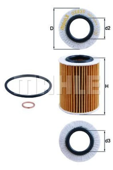Mahle OX825D -knecht Ox825d Yağ Filtresi Bmw 1 F20 F21 10- Bmw 3 F30 F80 12- ürün görseli 1