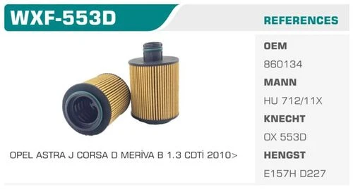 Winkel WXF -553D Yağ Filtresi 500 X 14- Linea Egea Doblo 10- Fiorino 09- Freemont 11- Bravo Grande Punto 05- Yağ Filtresi 37877991 ürün görseli 1