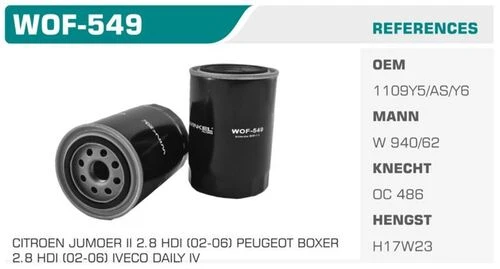 Winkel WOF -549  YAĞ FİLTRESİ DUCATO II 02- / BOXER II 02- / ürün görseli 1