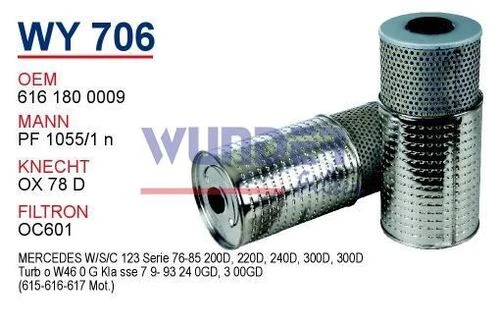 Wunder WY706 YAĞ FİLTRESİ - MERCEDES 123 KASA 200-220-240-300 D 6 ürün görseli 1