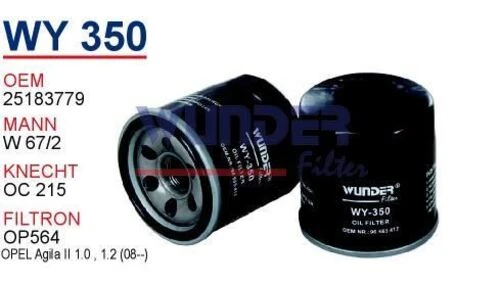 Wunder WY350 Wy350 Yag Filtresi - Chevrolet Aveo - Kalos 1.2-Matiz-Lega 540123415 - 1