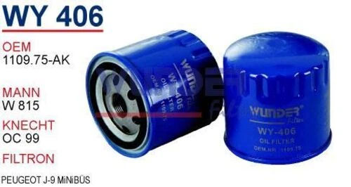 Wunder WY406 YAĞ FİLTRESİ - PEUGEOT J-9 MiNiBÜS - 1