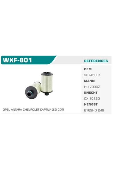 Winkel WXF Wxf-801 Yağ Filtresi Antara 10- / Captiva 11- Cruze 11- 2.2d 2.2 Cdtı ürün görseli 1