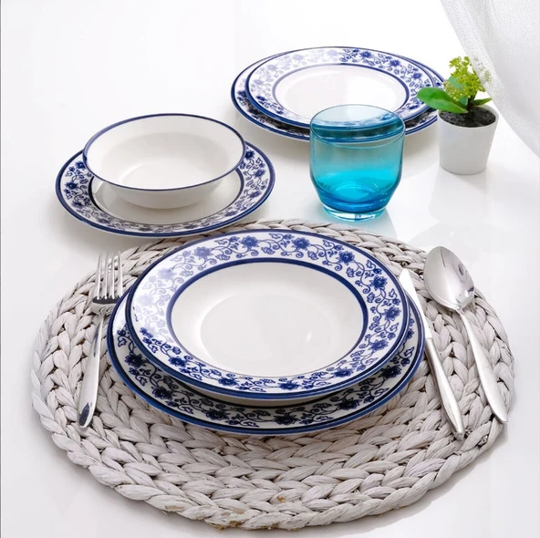 Güral Porselen Yonca 24 Parça Yemek Takımı Koyu Mavi 4832 - 2
