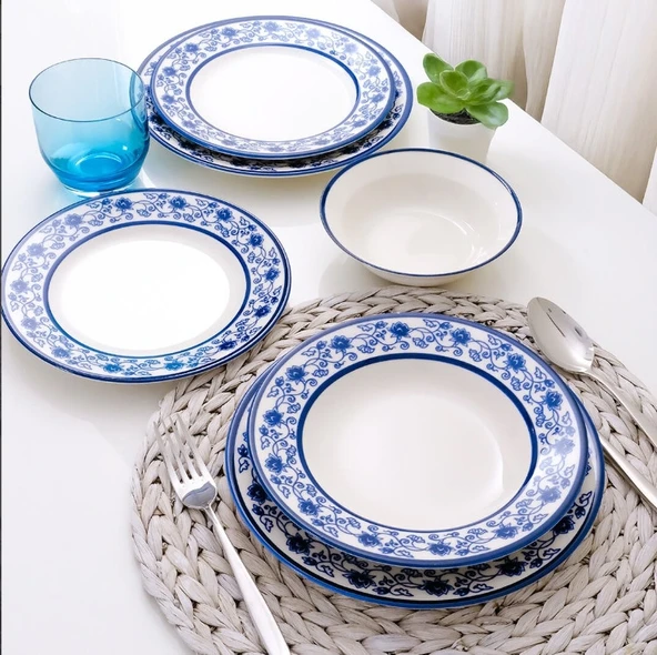 Güral Porselen Yonca 24 Parça Yemek Takımı Koyu Mavi 4832 - 3