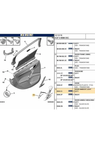PSA 9345.28 Peugeot  Kapı Iç Darbe Emici ürün görseli 1