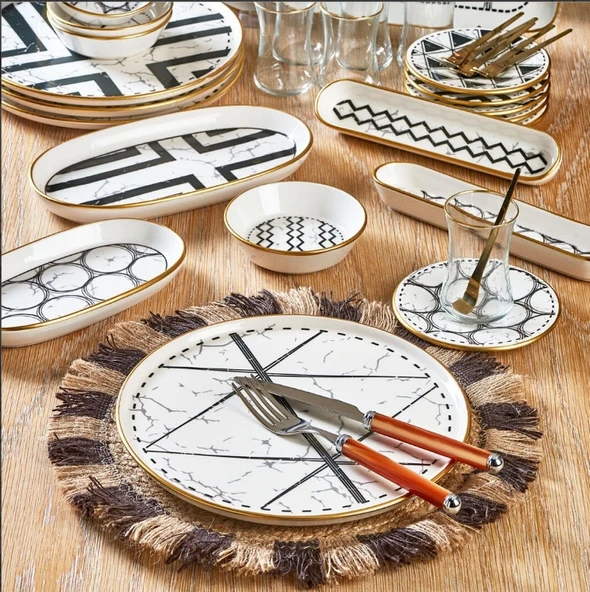 Fecra Feza 35 Parça Gold Fileli Kahvaltı Seti - 2