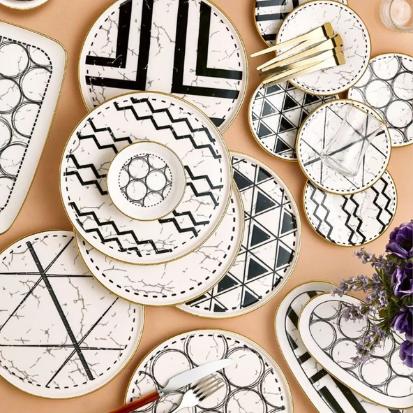 Fecra Feza 35 Parça Gold Fileli Kahvaltı Seti - 4