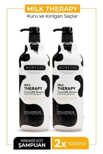 Morfose Milk Therapy Şampuan 1000 ml 2 Adet - Nemlendirme Ve Yumuşak Saçlar