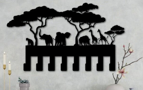 Metal Duvar Askısı Afrika Hayvanları 28x49 cm. - 4