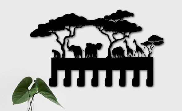 Metal Duvar Askısı Afrika Hayvanları 28x49 cm. - 2