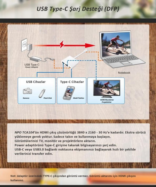 NPO TCA-104 MUF82ZM Macbook Type-C to HDMI-USB-Type-C Çoklayıcı - 5