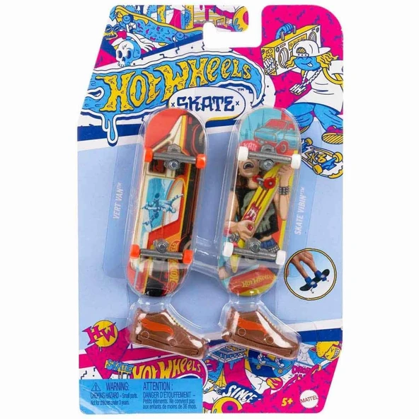 Nessiworld  HXL17 Hot Wheels Skate Retro Temalı İkili Parmak Kaykay ve Ayakkabı Paketi - 2