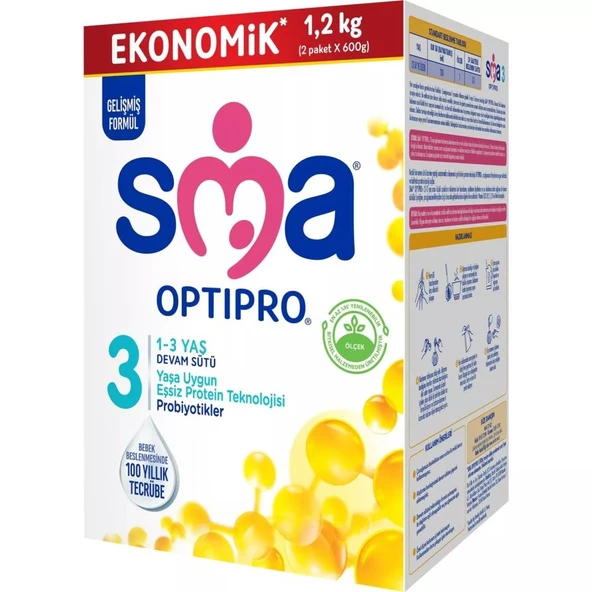 Nessiworld  SMA Optipro Probiyotik 3 Bebek Devam Sütü 1-3 Yaş 1200 Gr