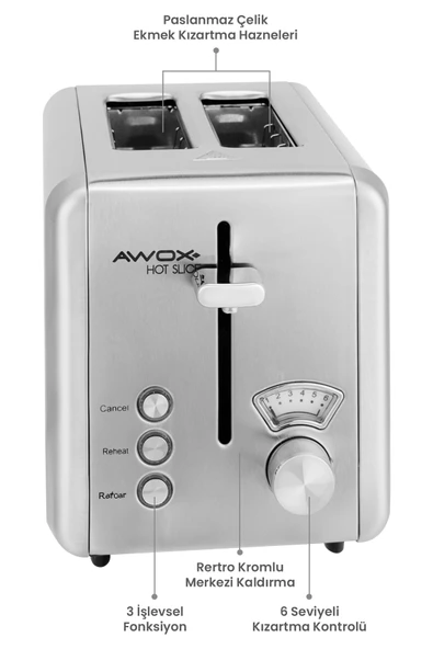 Awox Hot Slice Toster Ekmek Kızartma Makinesi - 2
