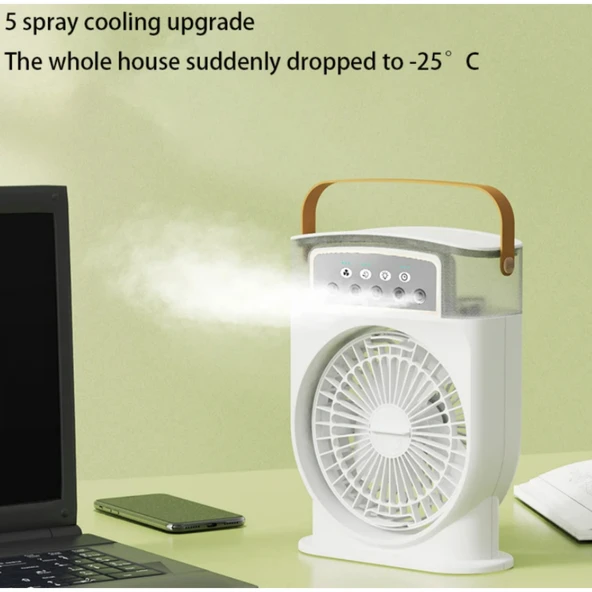 Ozmik Mini fan nemlendirici şarj edilebilir taşınabilir soğutucu ile kişisel Mini soğutma fanı 600ml - 7