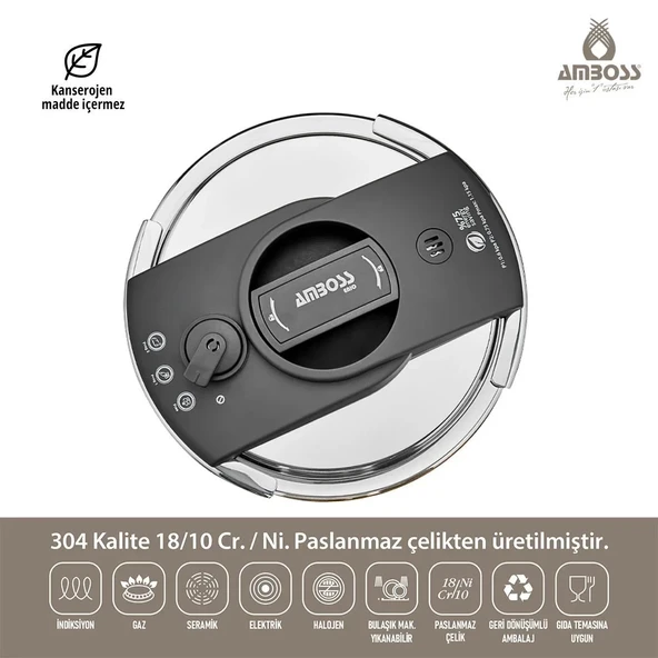 Amboss ENİ-8668 Enio Matik 22 cm 4 lt Düdüklü Tencere - 3