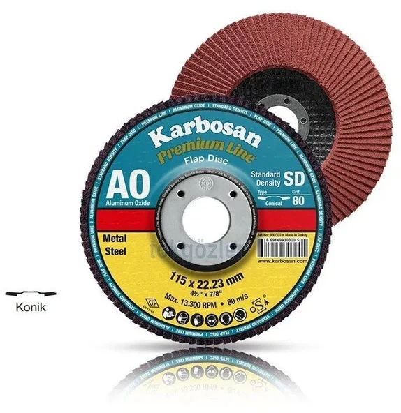 Karbosan 982980 Flap Disk Konik Ao Kırmızı 115X22 60 Kum 10 Adet