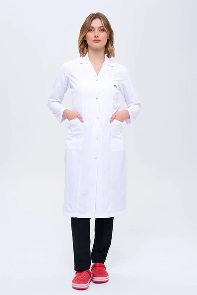 ZENAPRON Kadın Gömlek Yaka Tesettür Boy Doktor - Öğretmen Önlüğü - 3