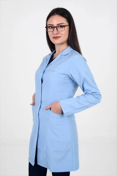 DENİZ İŞ Deniz Iş Kıyafetleri Kadın Alpaka Kumaş Açık Mavi Renk Iş Önlüğü - Resim 2