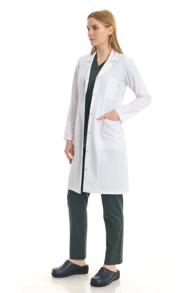 TIPMOD Kadın Uzun Boy Ceket Yaka Doktor Önlüğü - 1