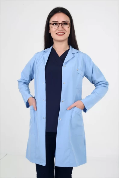 DENİZ İŞ Deniz Iş Kıyafetleri Kadın Alpaka Kumaş Açık Mavi Renk Iş Önlüğü - Resim 4