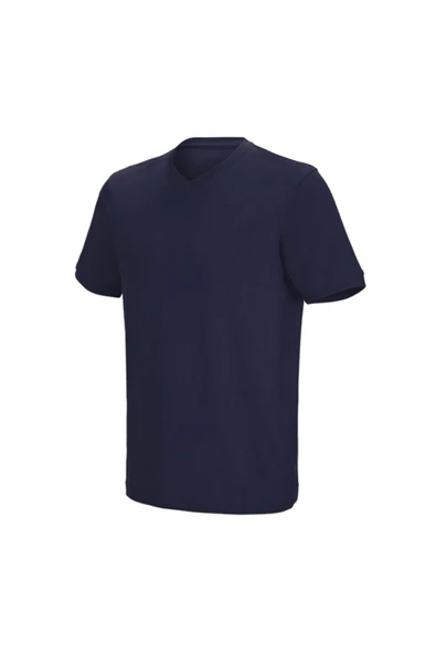 MESAY V yaka Lacivert Kısa Kol Tshirt - 1