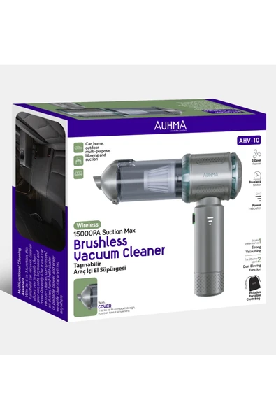 Auhma AHV-10 Kablosuz Taşınabilir Araç İçi El Süpürgesi | 15000PA Güçlü Vakum - 4