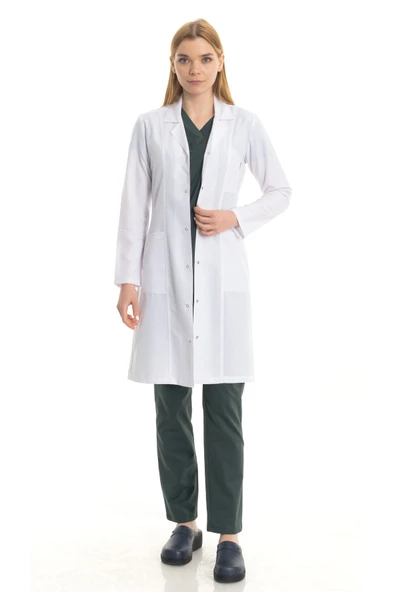 TIPMOD Kadın Uzun Boy Ceket Yaka Doktor Önlüğü - 2